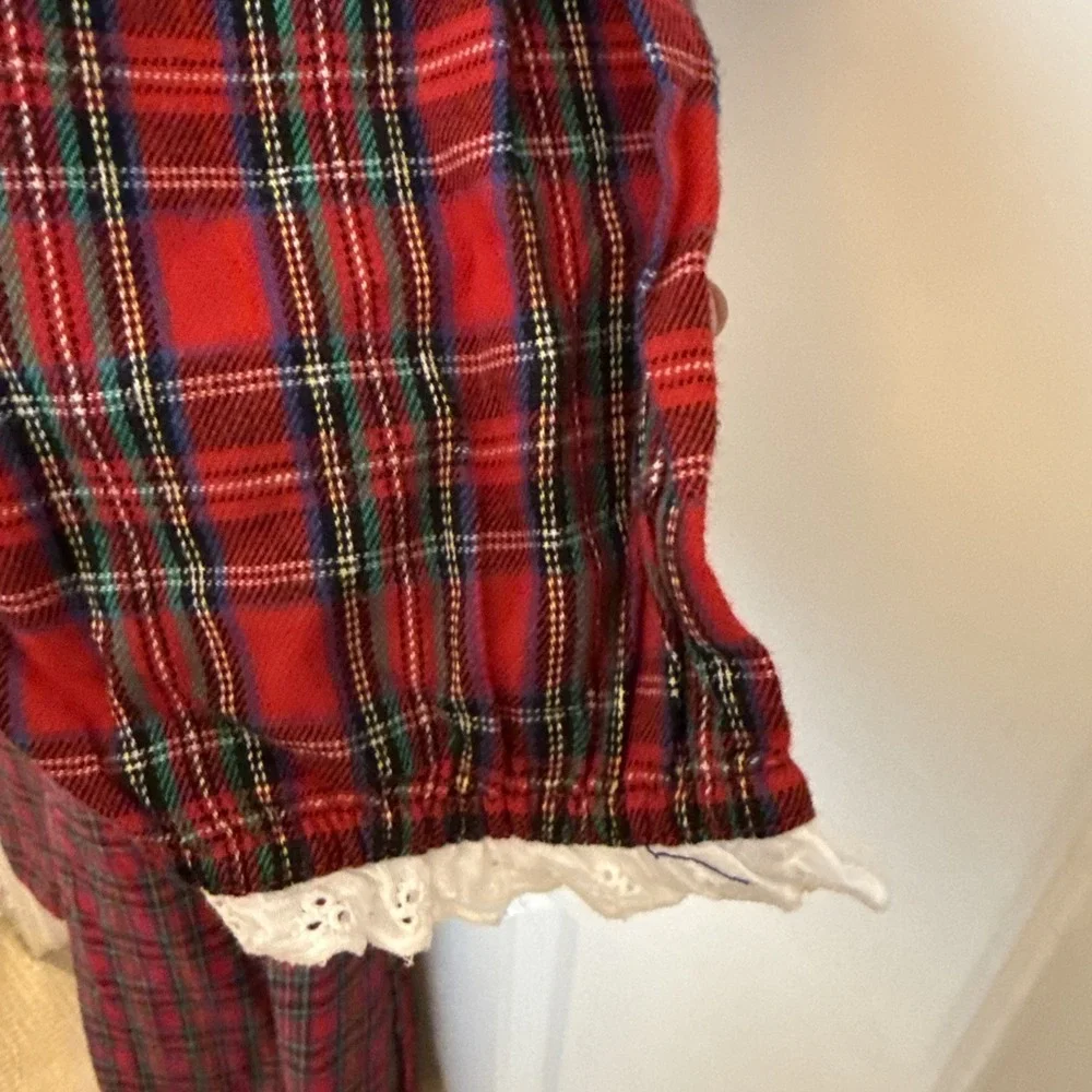 Land of Salzburg Size M Cotton Flannel Plaid Nightgown Red peter pan
